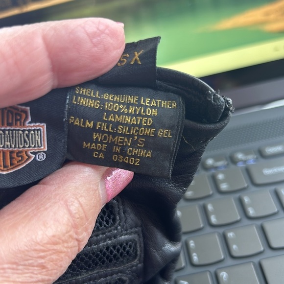 Harley Davidson leather gloves size XS palm fill silicone gel Velcro adjustable - Picture 7 of 13